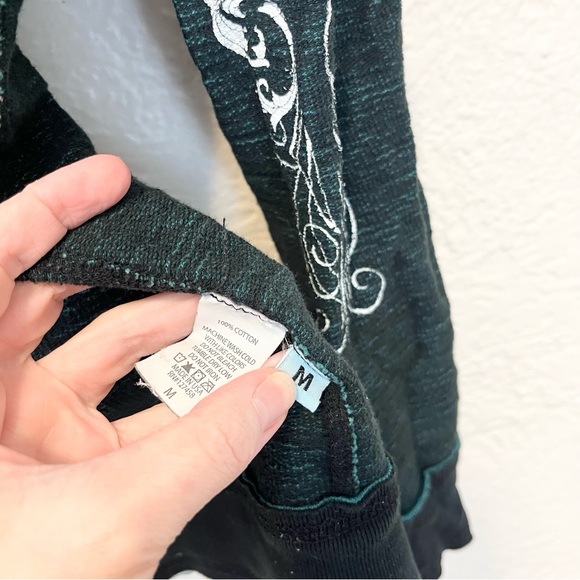 Affliction Reversible Hoodie Teal Green Medium M - Picture 9 of 16